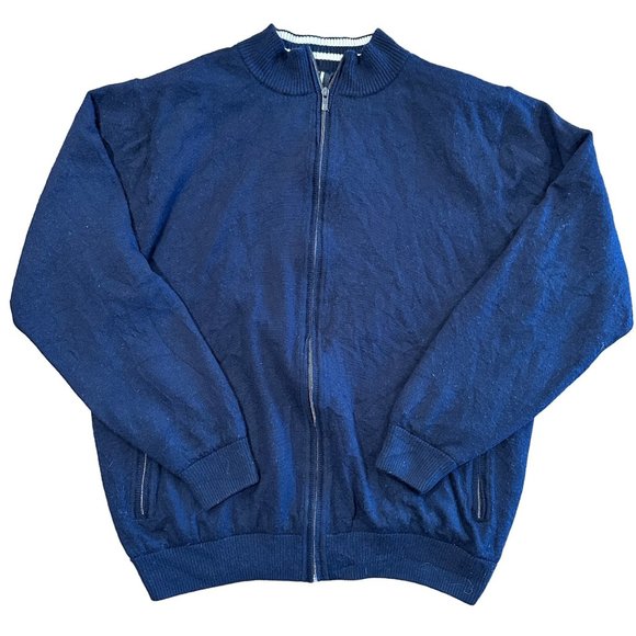 FJ Footjoy Wool Sweater Zip Jacket Blue Golf Casual Mens 2XL - Picture 1 of 8